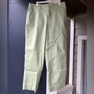 Light Green Straight Crop Pants